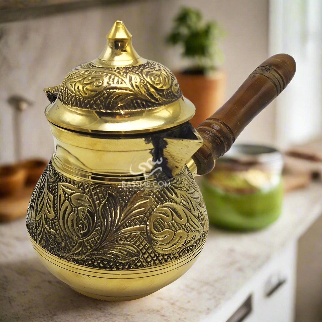 Personalized Handcrafted Solid Brass Curvy Coffee Pot