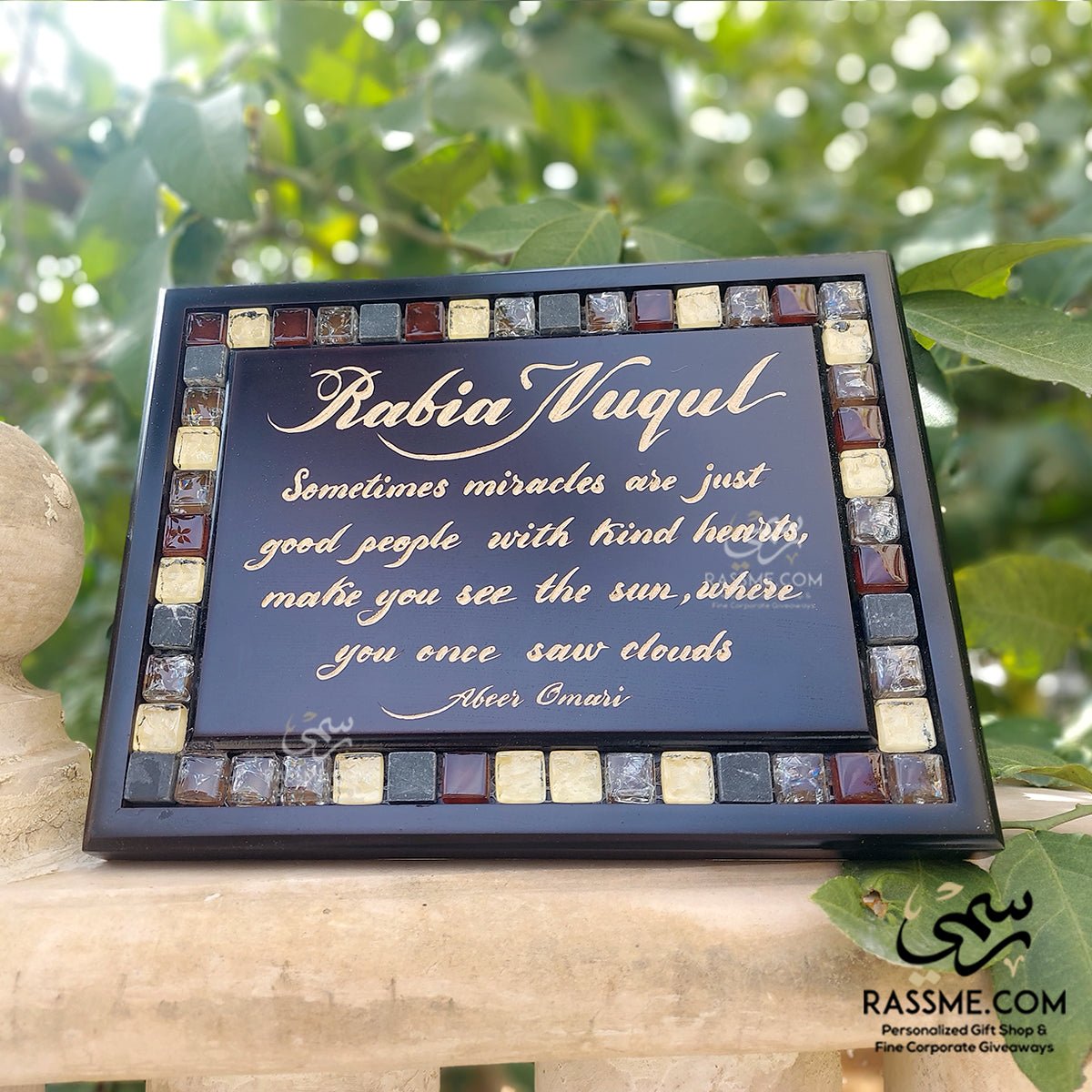 Personalized Handcrafted Wooden Mosaics Frame Stand or Wall