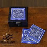 Personalized Wooden Box Ceramic Palestinian Coasters Set Pottery