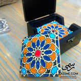 Personalized Wooden Box Colored Ceramic Coasters Set