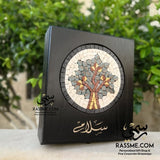 Personalized Wooden Tea Box Date Tree Mosaic