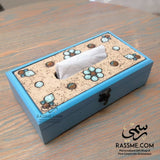 Personalized Wooden Turquoise Tissue Box Cover Nabateans