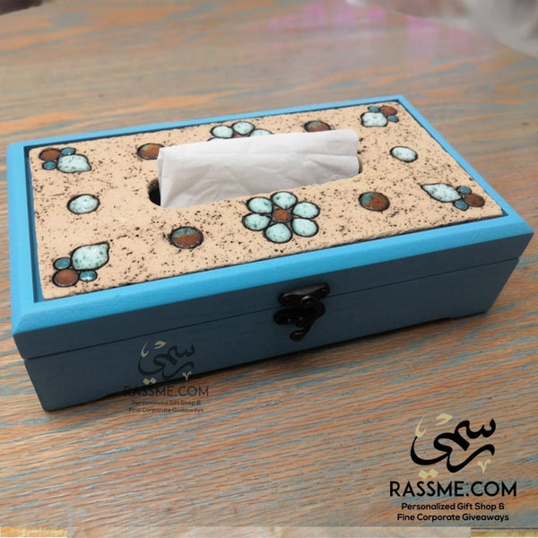 Personalized Wooden Turquoise Tissue Box Cover Nabateans