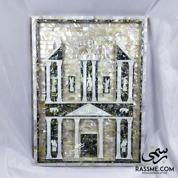 Large Genuine Mother Of Pearl Petra Stand or Wall Hanging With Velvet Box
