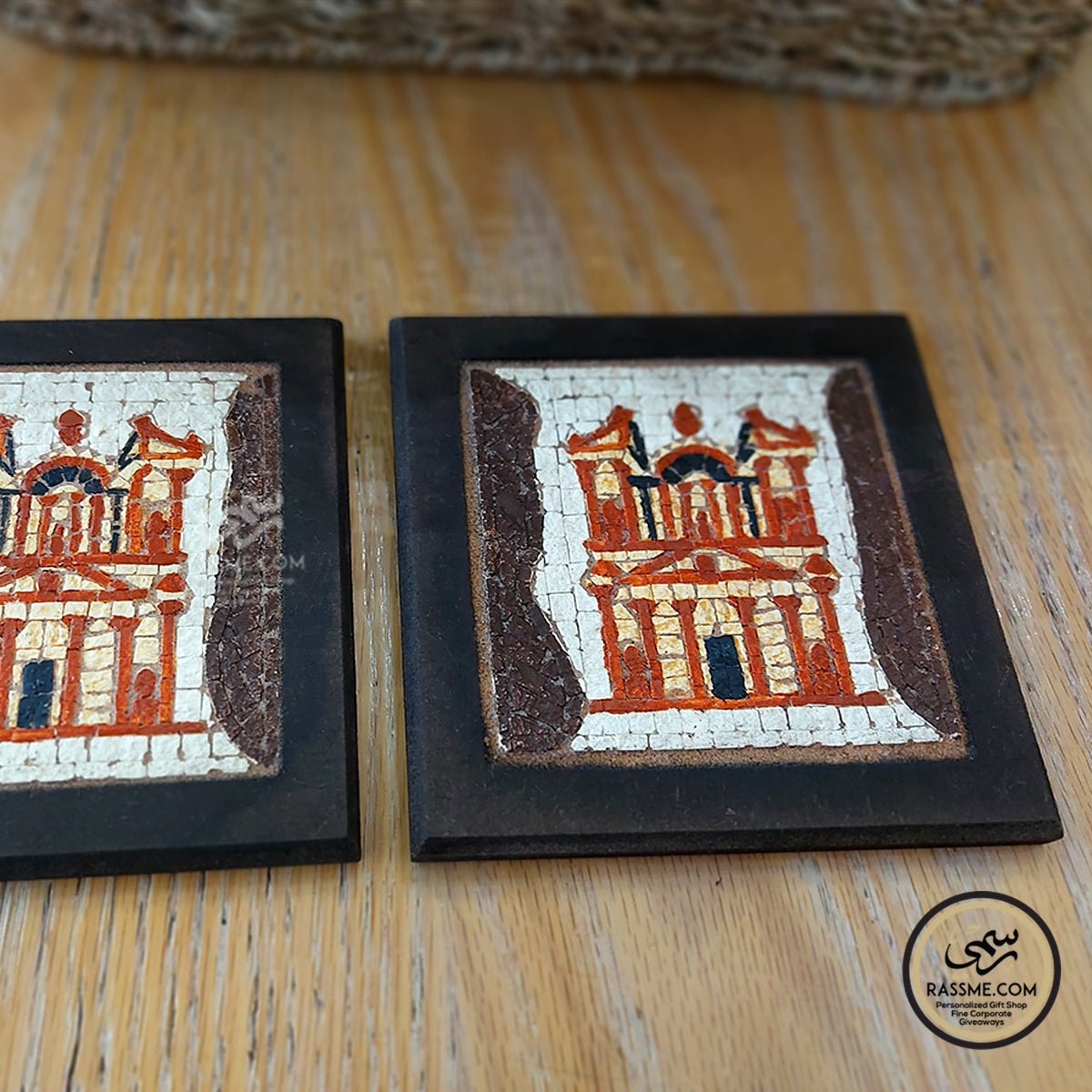 Wood and Stone Mosaic Petra / Tree Of Life Coaster Square