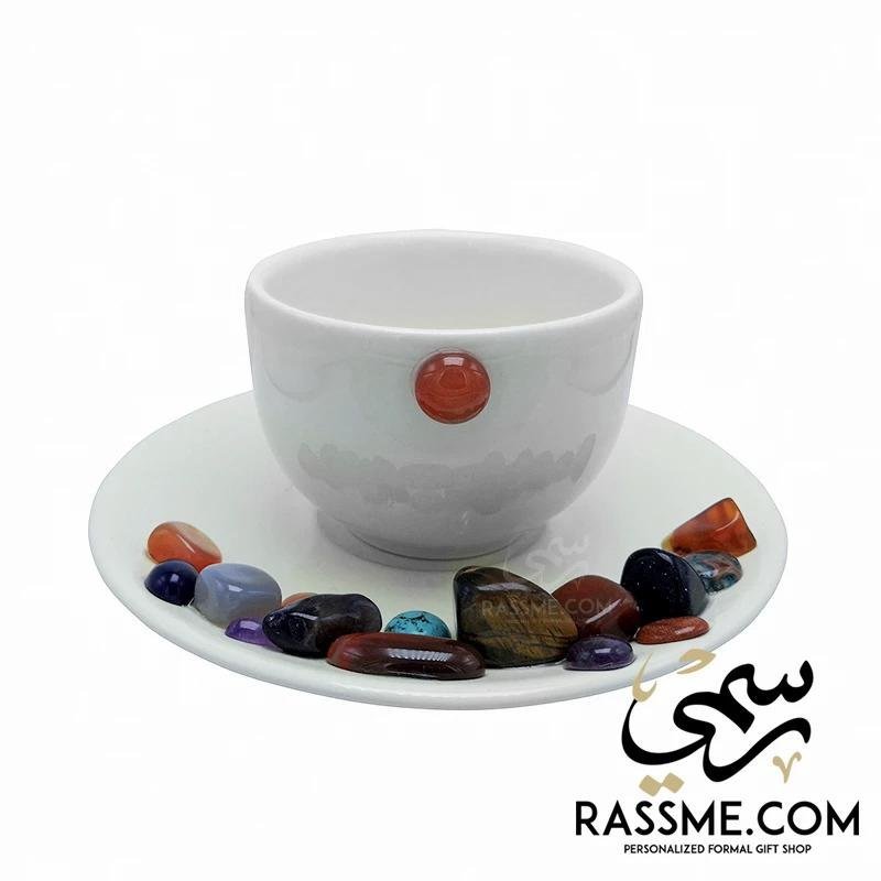 Porcelain Coffee Cups & Tea with Gemstones