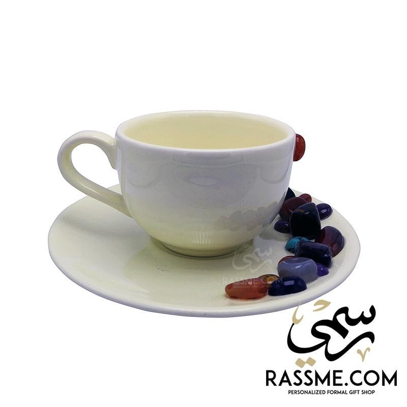 Porcelain Coffee Cups & Tea with Gemstones
