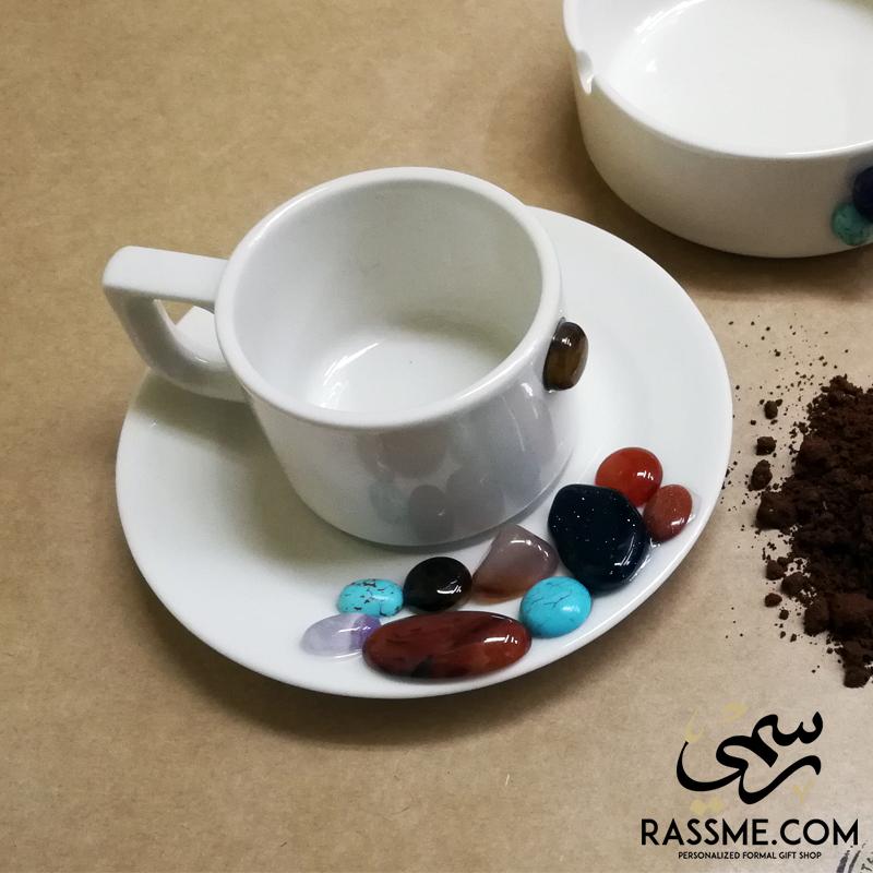 Porcelain Coffee Cups & Tea with Gemstones