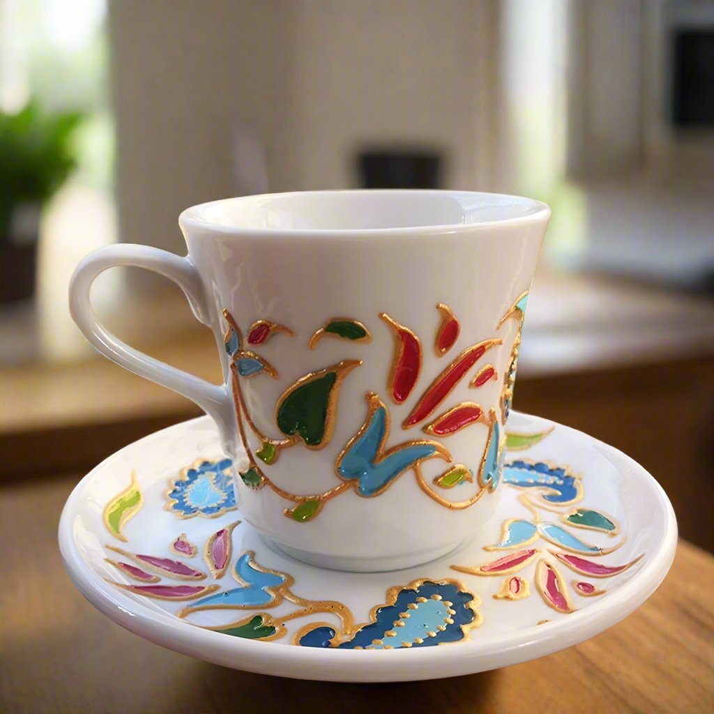 Porcelain Floral White Coffee / Tea cup