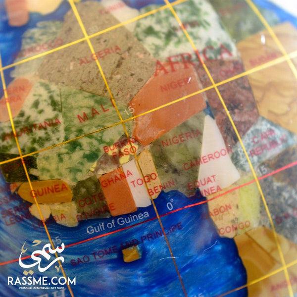 Premium Turquoise Pearl Gemstones Globe Wooden Rotation