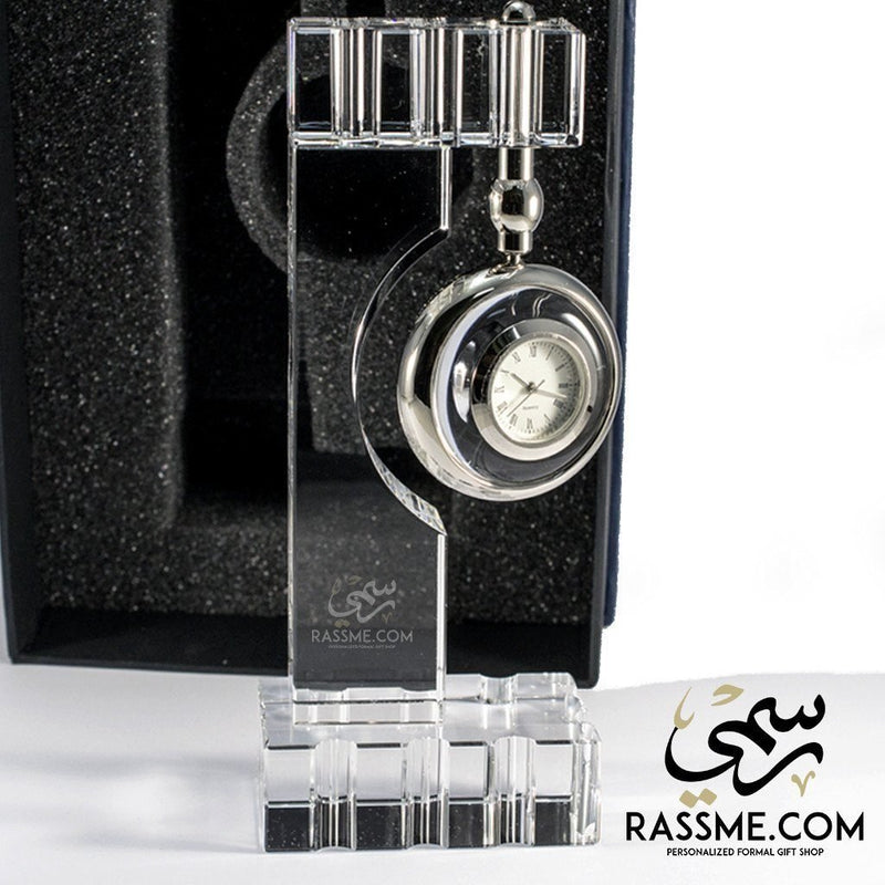 Pure Crystal Clock - Free Hand Engraving