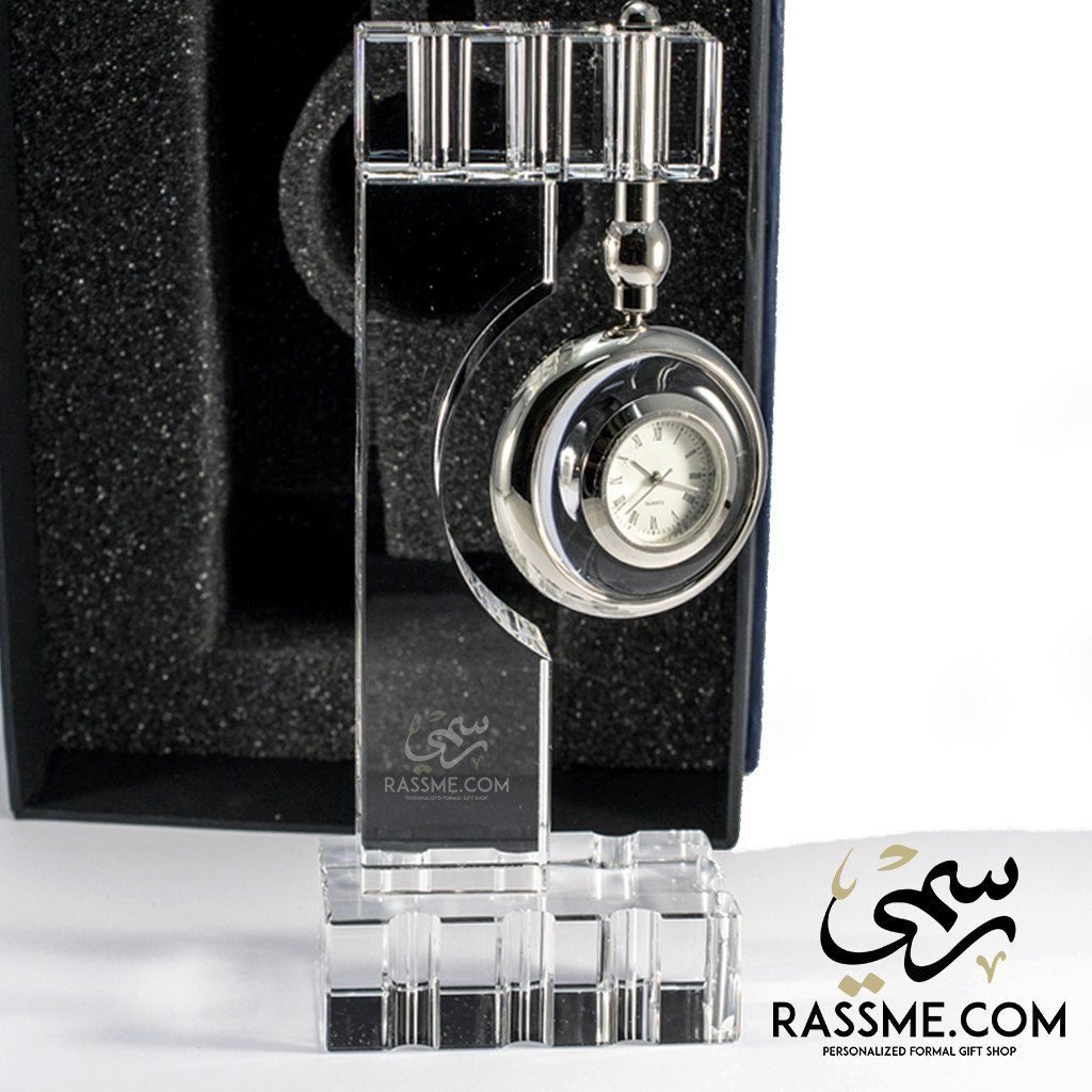 Pure Crystal Clock - Free Hand Engraving