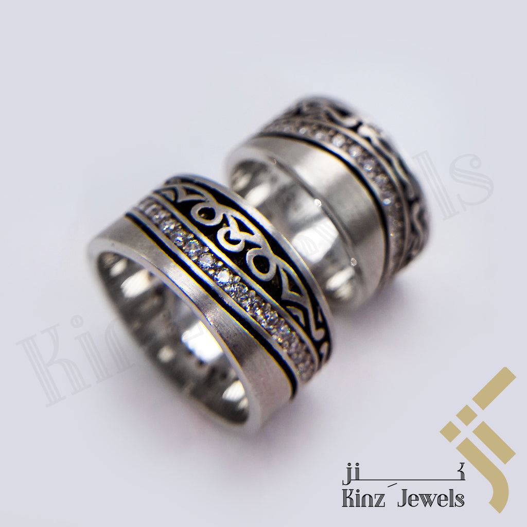 Sterling Silver Rhodium Vermeil Antique Inspired & Zircon Love Ring