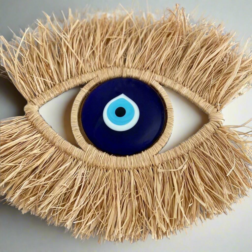 Raffia Evil Eye Wall Hanging
