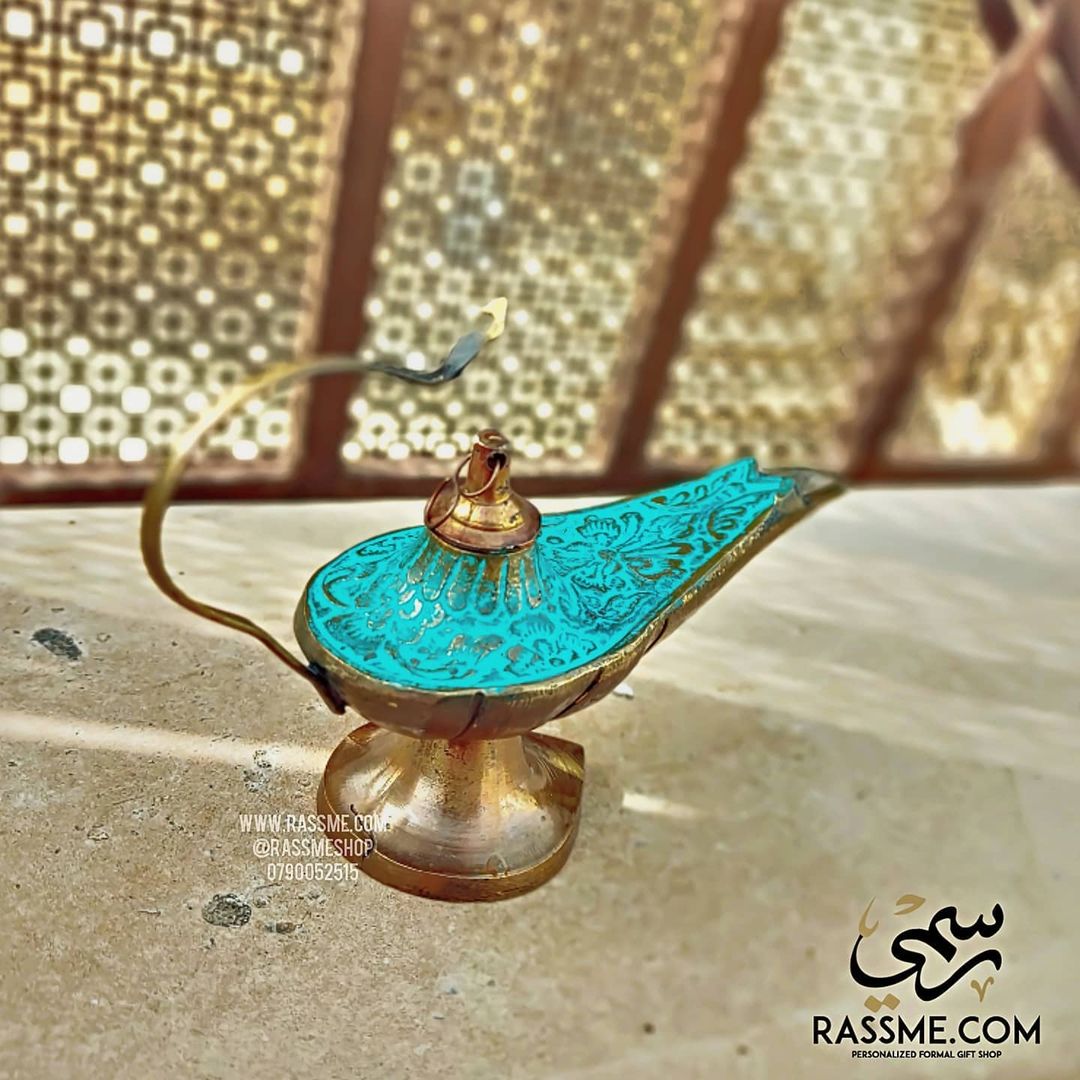 Aladdin Magical Lamp Brass & Genuine Turquoise
