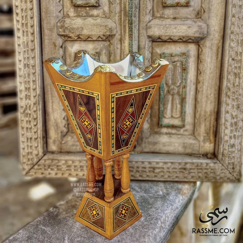 Syrian Wooden Arabian Incense Holder for Bakhoor Oud Incense Mabkhara