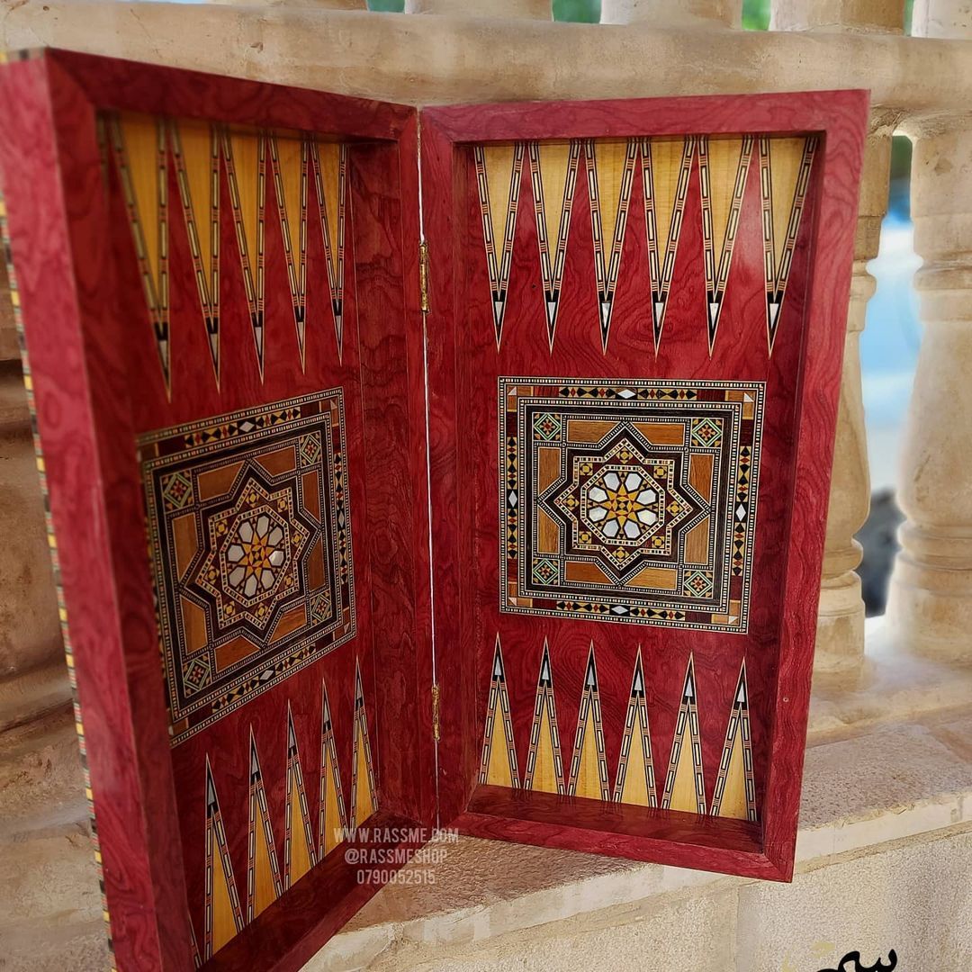 Syrian Handmade Wooden Backgammon and Chess