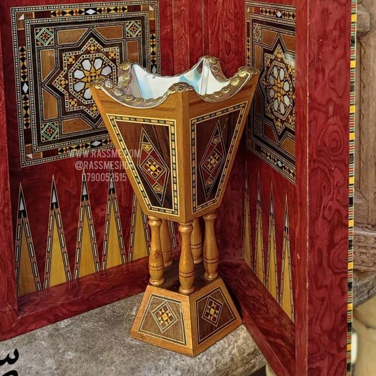 Syrian Wooden Arabian Incense Holder for Bakhoor Oud Incense Mabkhara