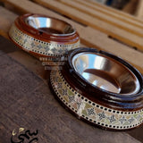 Handcrafted Large Wooden Elegant Ashtray Mother Of Pearl Aluminum