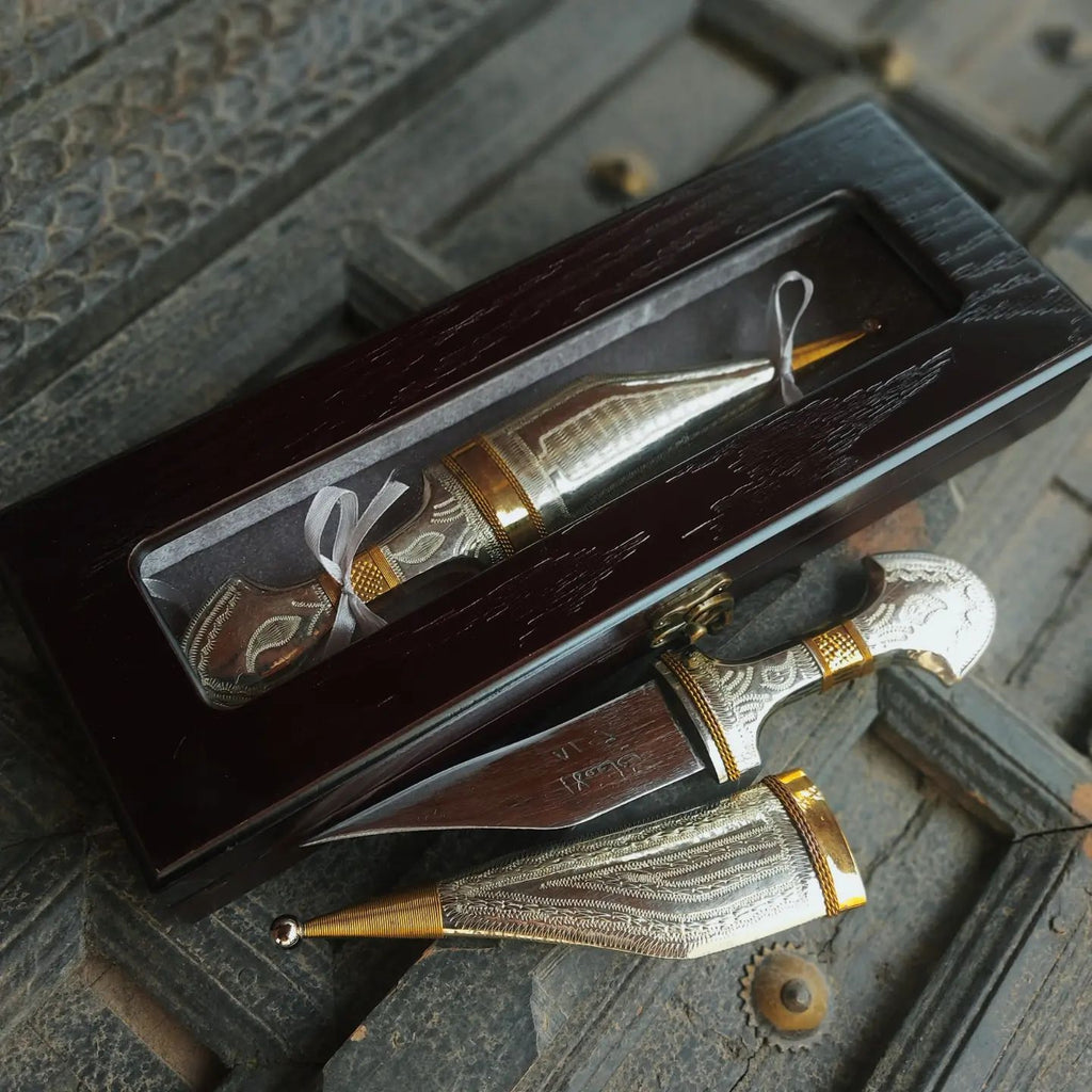 Personalized Wooden Box with Brass Dagger