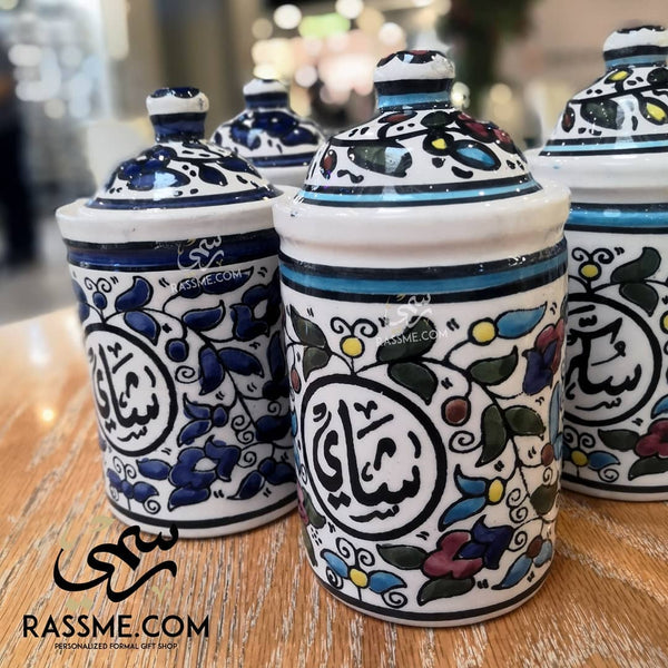 Handmade Palestinian Ceramic Sugar, Tea, and Coffee Bowls Pottery