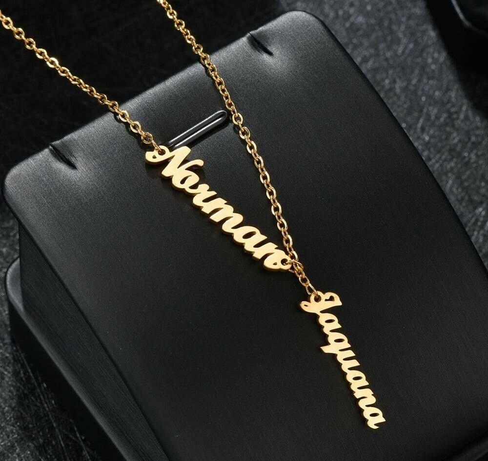 Custom Sterling Silver English / Arabic Two Names Linked Chain Necklace