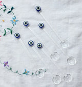 Glass Teaspoons with Evil Eye, Set of 6, Perfect for Coffee-Tea Serving