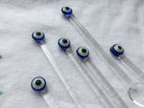 Glass Teaspoons with Evil Eye, Set of 6, Perfect for Coffee-Tea Serving