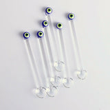 Glass Teaspoons with Evil Eye, Set of 6, Perfect for Coffee-Tea Serving