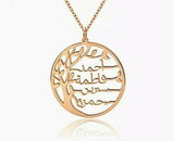Custom Personalized Sterling Silver English / Arabic Family Tree Necklace