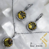 Sterling Silver Rhodium Vermeil Hazel Zircon Jewelry Set