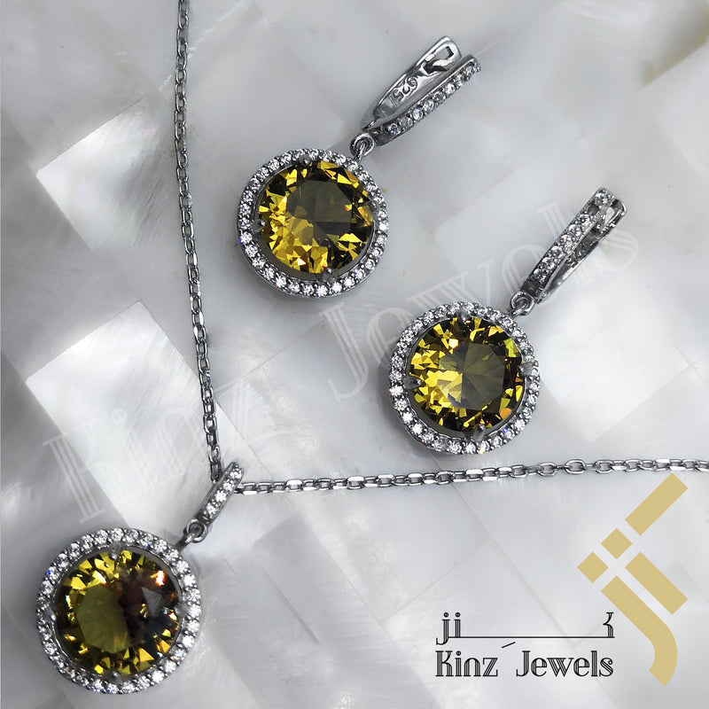 Sterling Silver Rhodium Vermeil Hazel Zircon Jewelry Set