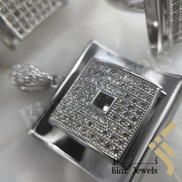 Sterling Silver Rhodium Vermeil Fine Laser Cut Onyx Zircon Jewelry Set