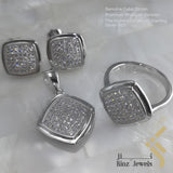 Sterling Silver Rhodium Vermeil Fine Laser Cut Full Zircon Jewelry Set