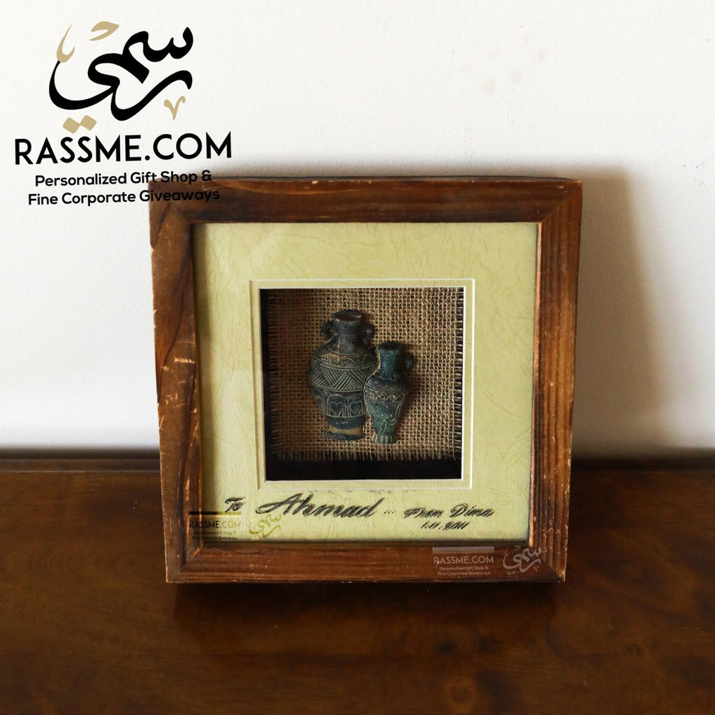 Handcrafted Authentic Wooden Frame Nabataeans Jars