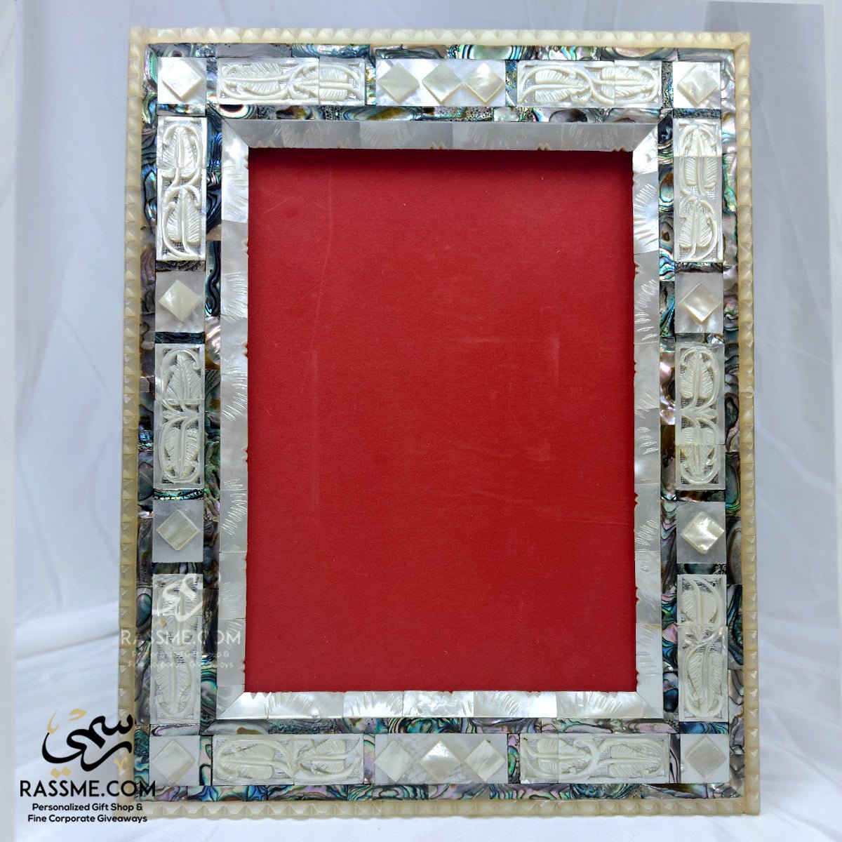 Genuine Mother Of Pearl Frame Office Stand Desk Picture or Wall Hanging With Velvet Luxury Decoration