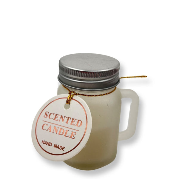 Scented Candle Handmade Inside Mini Beige Glass Mug Steel Cap