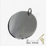 Personalized Silver Tag Pendant Round Rhodium Vermeil