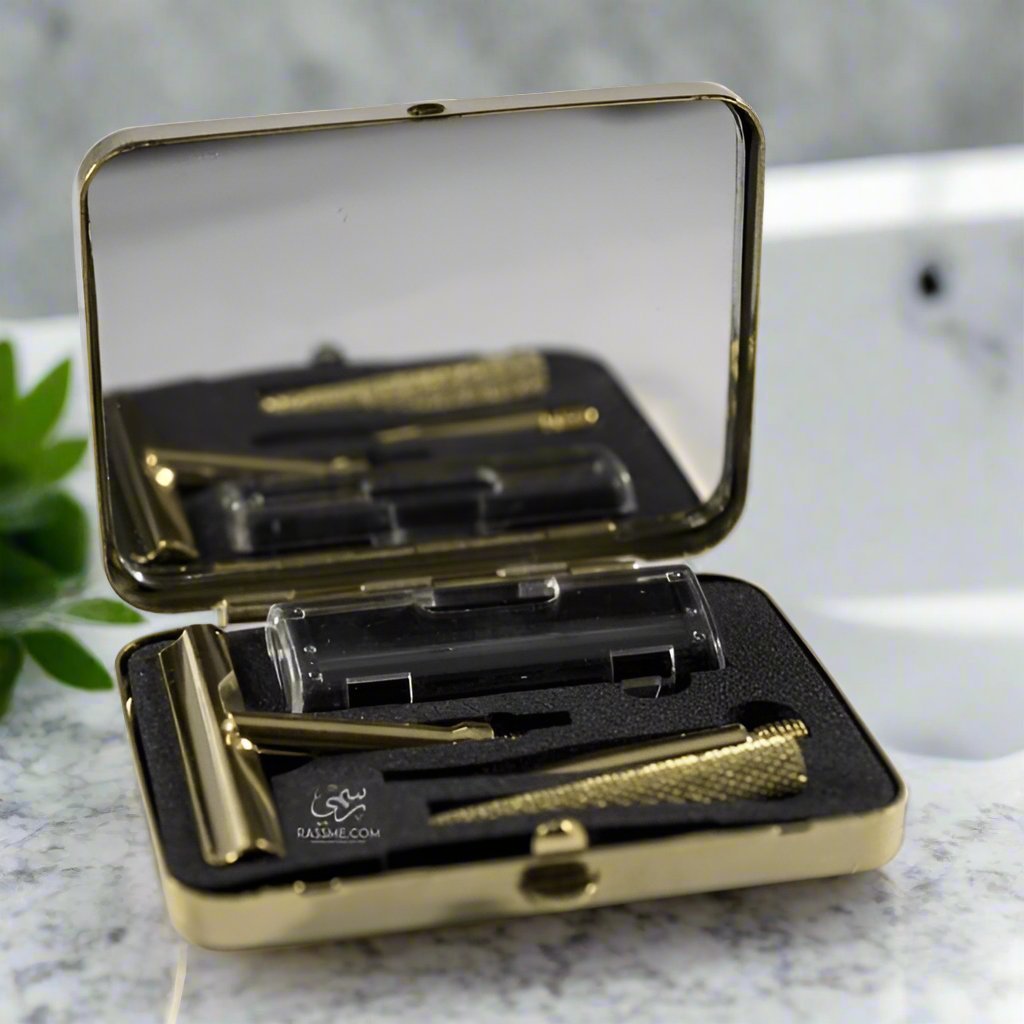 Shaving Set Brass With Mirror and Razor - Free Engraving