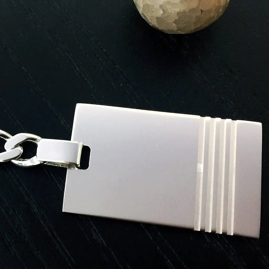 Silver keychain 3 Lines - Free Engraving