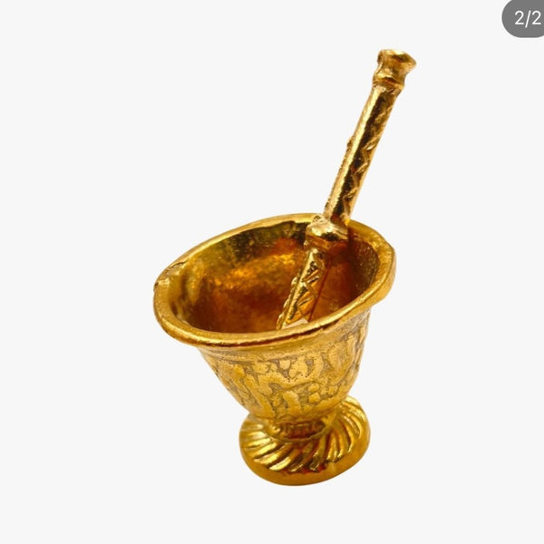 Small Handcrafted Brass Incense MORTAR WITH PESTLE