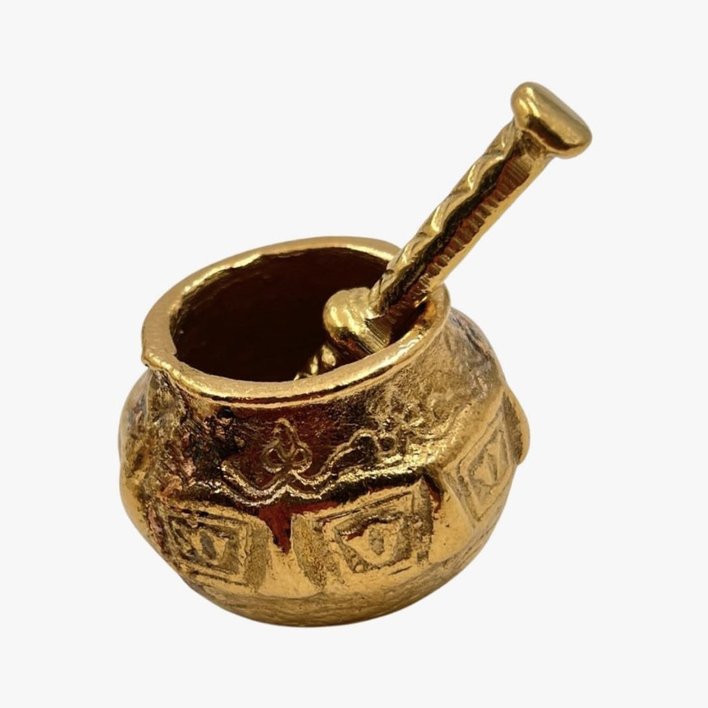 Small Handcrafted Brass Incense MORTAR WITH PESTLE