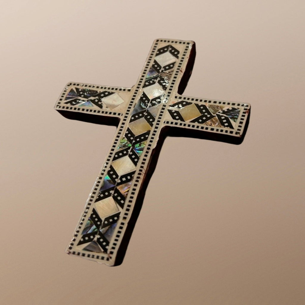 Small Mother of Pearl Cross Crucifix Handmade