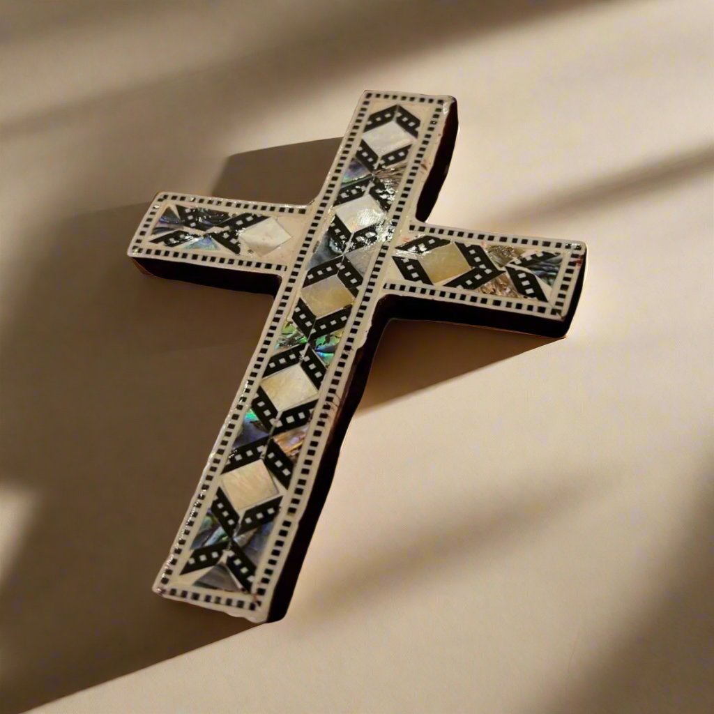 Small Mother of Pearl Cross Crucifix Handmade