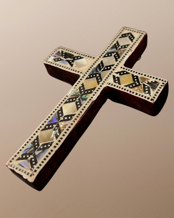 Small Mother of Pearl Cross Crucifix Handmade