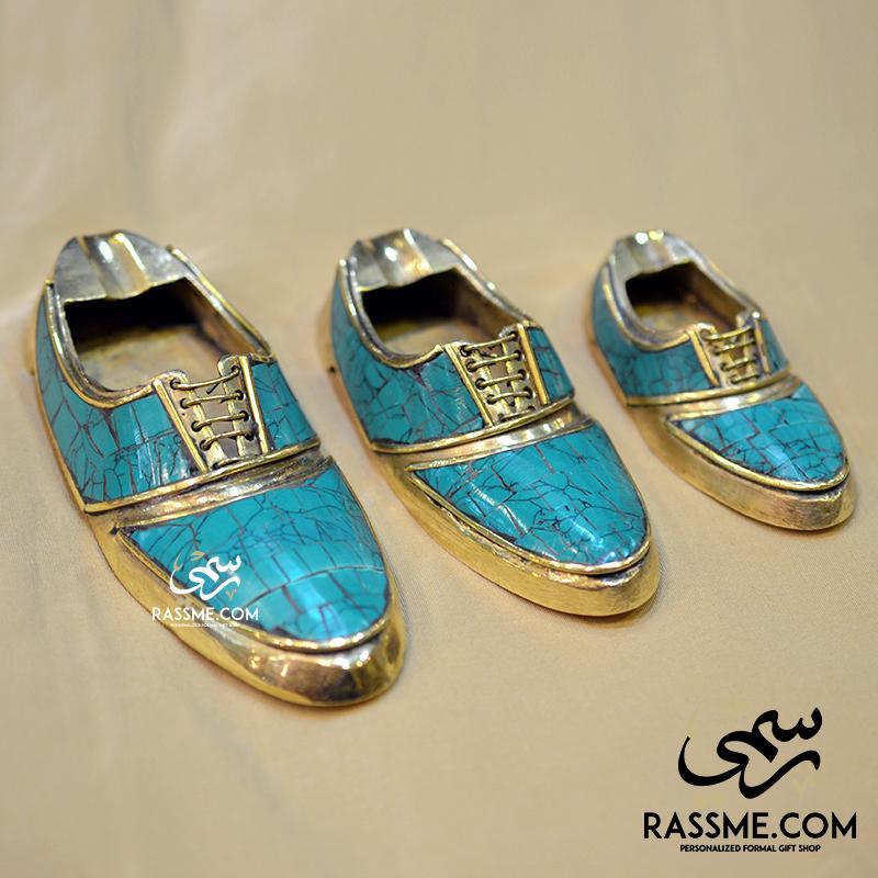 Solid Brass Ashtray Turquoise Stone - Free Engraving
