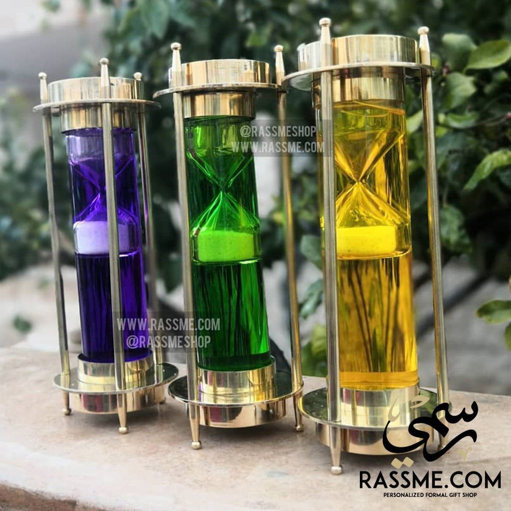 Solid Brass Hourglass Water Sand Clock Timer - Free Engraving
