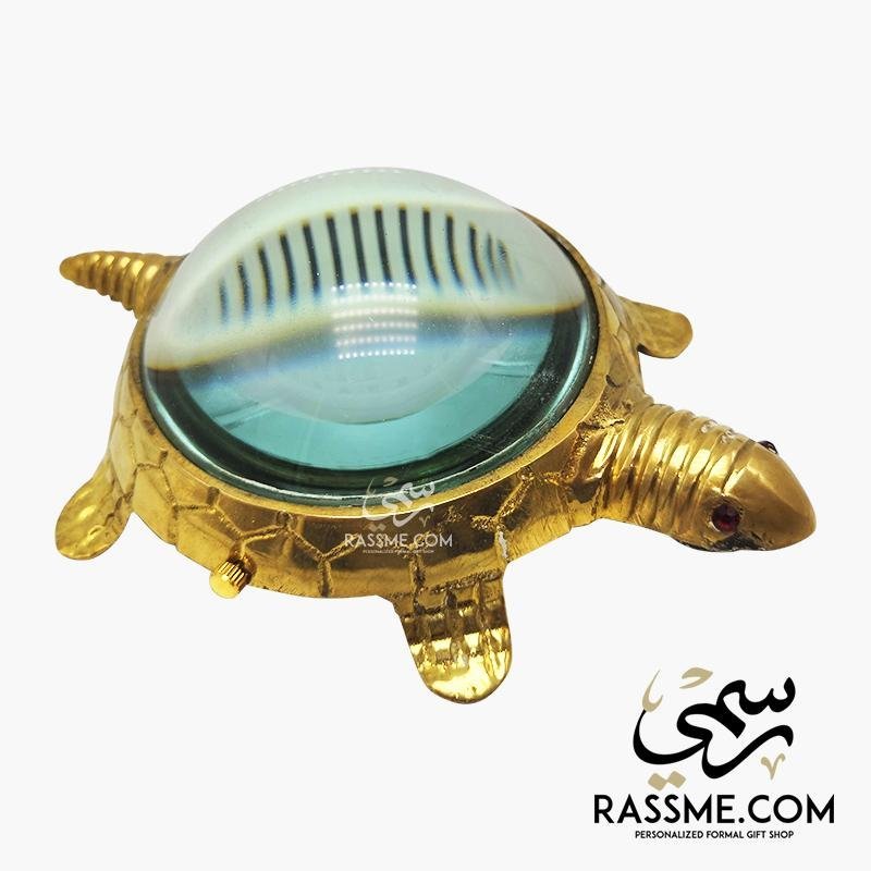 Solid Brass Indian Turtle Desk Clock Magnifier Navy Ship - Free Engraving