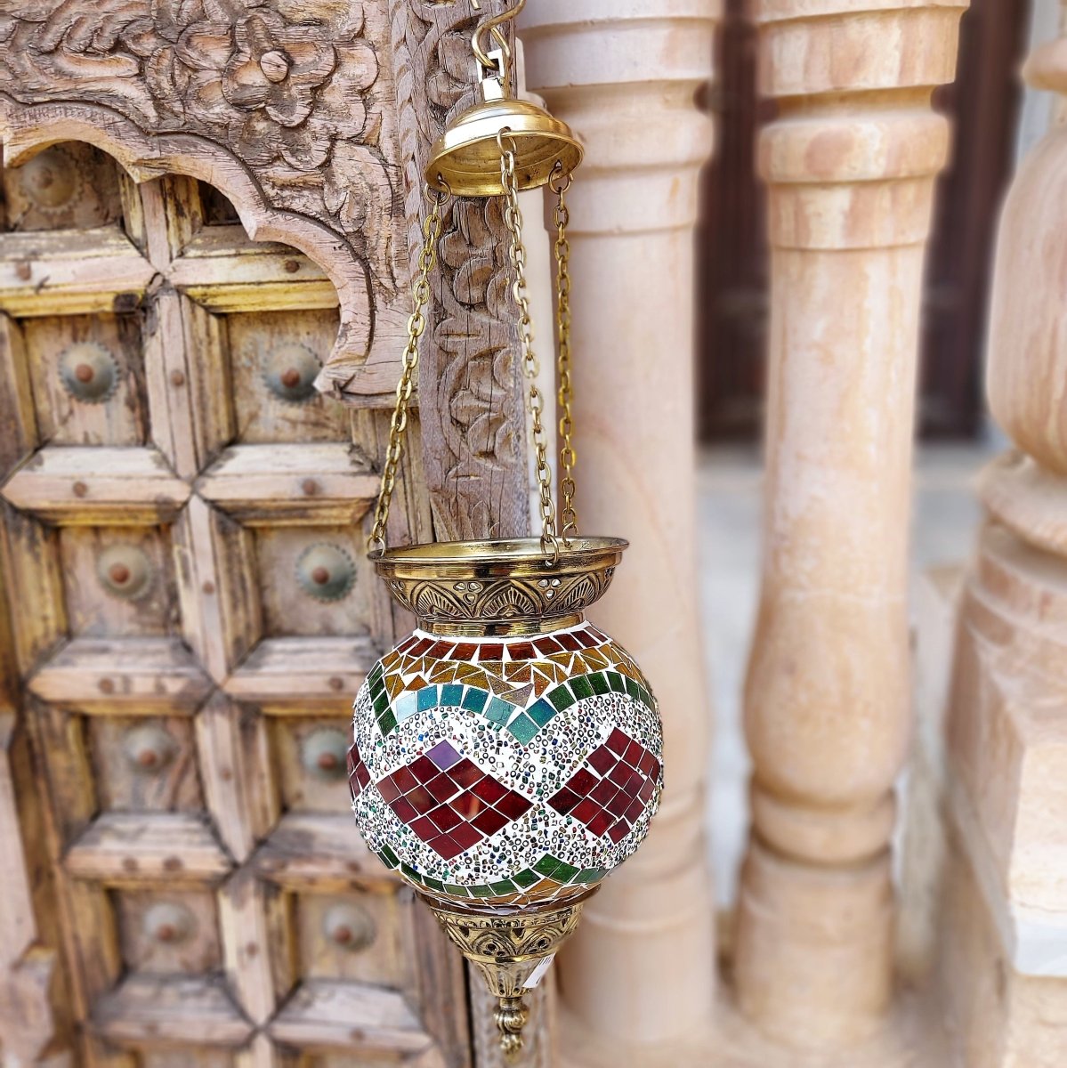 Solid Brass With Glass Arabian Lantern Lamp