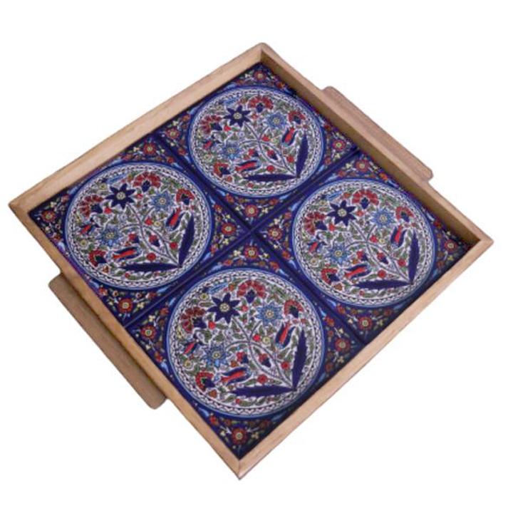Square Tray Wooden and Ceramic